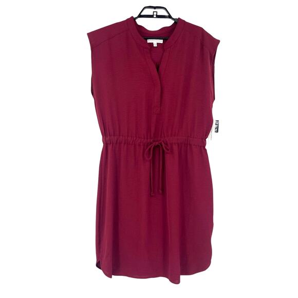 Sandra Darren Burgundy Shirt Dress Sz 14 New Preppy Fall Minimalist Office Chic - Picture 2 of 12